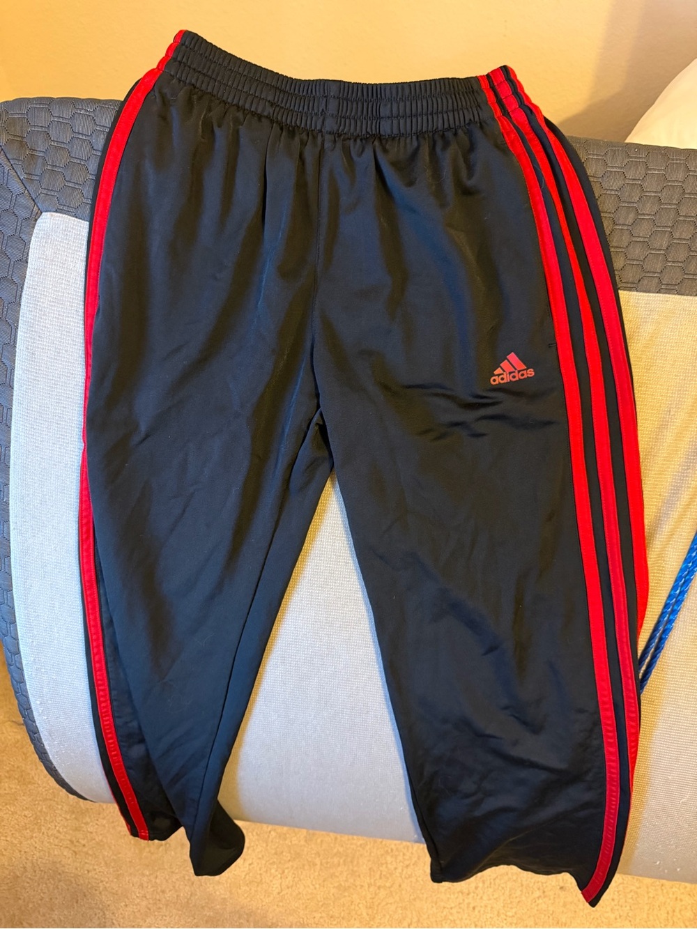 adidas Black Sweatpants with Red Side Stripes - Kids
